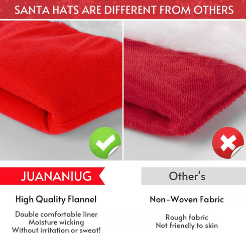 Christmas Hat, Santa Hat, Xmas Holiday Hat for Unisex Adults, Extra Thicken Classic Fur for Christmas New Year Festive Holiday Party Supplies