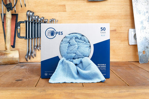 Microfiber Rags in A Box (50 Count) - Mwipes - 10" x 12" Reusable Wipes for Cleaning - Edgeless Terry Towels, Shop Rags, Wash, Dust, Disposable, House, Small Cleaning Cloths (Red)