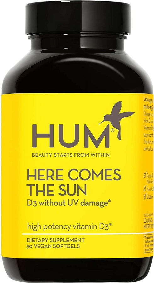 HUM Here Comes The Sun - Immune Support Supplement with Vitamin D to Support a Healthy Immune System & Calcium Absorption - Vegan Vitamin D3 to Support Radiant Skin, Mood + Bone Health (30 Softgels)