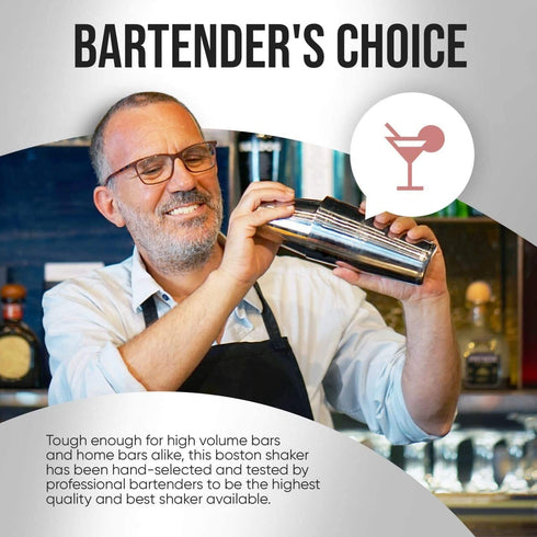 Boston Shaker Set Bartender Kit - 28oz & 18oz Stainless Cocktail Shakers For Mixing Margarita, Liquor Or Any Alcohol Drink Mixer - Great For Gifts, Bar Accessories & Bartending For All Skill Levels