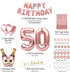 PartyForever Happy 50th Birthday Decorations for Women Rose Gold Supplies Big Set Including Happy Birthday Banner with 50 and Fabulous Bday Sash for Her Party Decor
