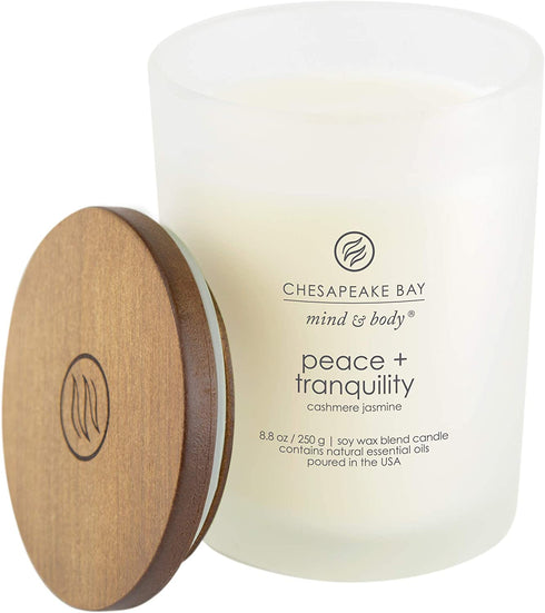 Chesapeake Bay Candle Scented Candle, Peace + Tranquility (Cashmere Jasmine), Medium Jar