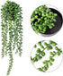 FUNARTY 2pcs Fake Hanging Plants, Artificial Succulent Plants String of Pearls with Planter, Faux Plants for Wall Home Garden Decor