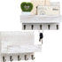 2 Pack Decorative Key and Mail Holder for Wall, Key Hanger for Wall with Shelf Wooden Wall Shelf with 5 Hooks Stylish Wall Mounted Key Holder for Entryway Kitchen Farmhouse