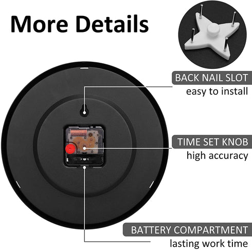 Yoobure 10 Inch Silent Quartz Decorative Wall Clock Non-Ticking Classic Digital Clock Battery Operated Round Easy to Read Home/Office/School Clock