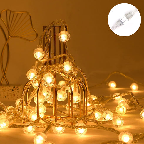 Christmas Lights Outdoor/Indoor String Lights Connectable Plug in 33 FT 100 LED Mini Crystal Globe Bulbs Christmas Lights for Tree with Remote Control 8 Lighting Modes for Christmas Decor Warm White