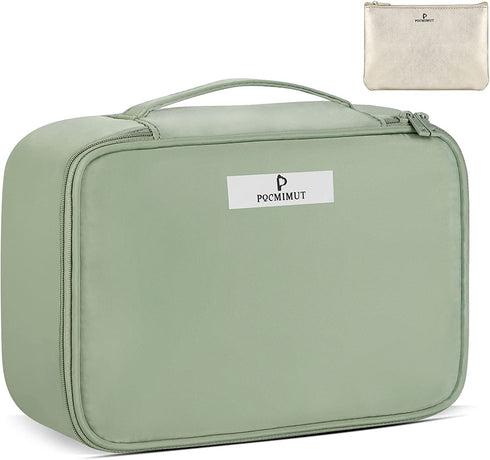 Pocmimut Makeup Bag Cosmetic Bag for Women Cosmetic Travel Makeup Bag Large Travel Toiletry Bag for Girls Make Up Bag Brush Bags Reusable Toiletry Bag(Green)