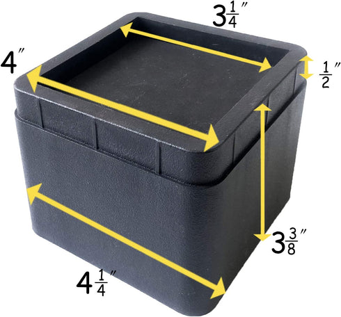 aspeike 3 or 6 INCH Bed and Furniture Risers Set of 4, Durable and Stackable Square Bed Lifts - Lifts Up to 2200 LBs (A Large Area of Groove with Anti Slip Mat) Pack of 4, Add 6" by Two Sets, Black