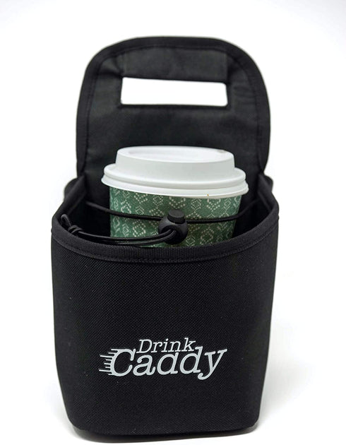 Drink Caddy Portable Drink Carrier and Reusable Coffee Cup Holder - 2 Cup Collapsible Tote Bag with Organizer Pockets Safely Secures Hot and Cold Beverages - Perfect for Food Delivery and Take Out