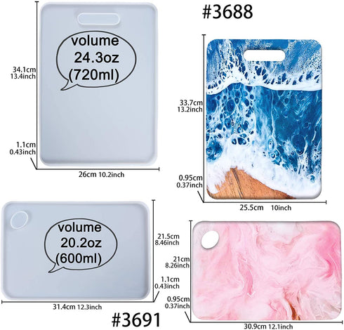 Cutting Board Epoxy Resin Silicone Molds for Serving Tray Platter Concrete Cement Clay, Extra Large 13inch Height