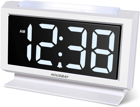 Housbay Digital Alarm Clocks for Bedrooms - Handy Night Light, Large Numbers with Display Dimmer, Dual USB Chargers, 12/24hr, Outlets Powered Compact Clock for Nightstand, Desk, Shelf