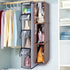 OULLYY Hanging Handbags Organizer for Closet, Multi-Layer Breathable Cotton Linen Fabric Closet Purse Storage Bag with Clear Dust Proof Cover (Gray A)
