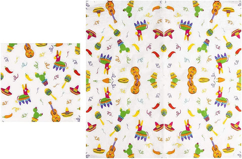 144 Pieces Let's Fiesta Disposable Dinnerware Set for Birthday Party Supplies, Cinco de Mayo Paper Plates, Yellow Cutlery, Cups, Napkins (Serves 24)
