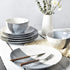 Bosmarlin Ceramic Soup Bowl Set of 4, 28 Oz, Cereal Bowl for Oatmeal, Dishwasher and Microwave Safe, Geometric Pattern (Grey, 6 inches)