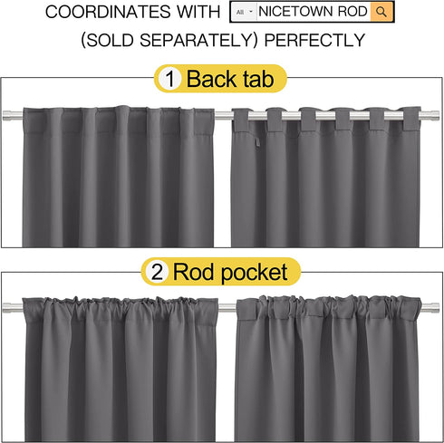 NICETOWN Blackout Curtain Panels for Living Room - (Grey Color) 52x54 inch, 2 Panels Set, Room Darkening Blackout Drapes for Window