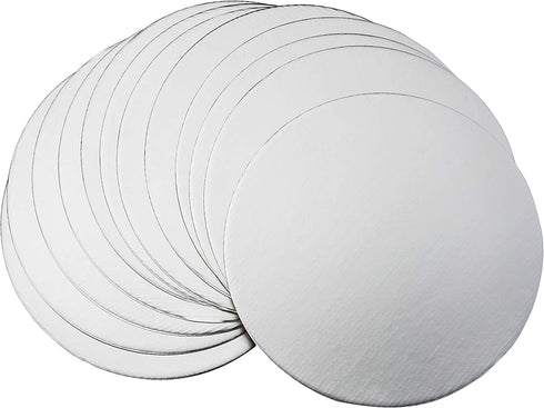Fox Run 12-Piece Cardboard Scalloped Cake Circle Base, 10 x 10 x 0.25 inches, Silver