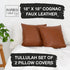 INSPIRED IVORY 18 x 18? Faux Leather Throw Pillow Covers - Set of 2 in Brown Tan - Strong Zippers, Double-Stitched, Vegan - Suits Cognac, Farmhouse, Modern - Tullulah Collection Decorative Cases