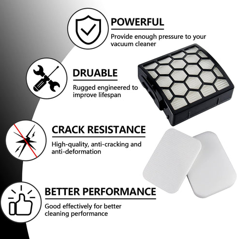 2 HEPA + 6 Foam & Felt Filters Kit Replacement for Shark Navigator Zero-M Self-Cleaning Brushroll Pet Pro Upright Vacuum ZU60 ZU62 ZU62C NV150 NV151 NV255, Replaces Parts # 1238FT60 & 1239FT60