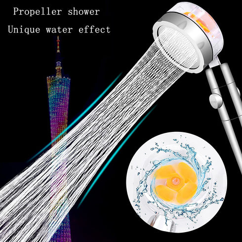 Propeller Turbo Fan 360 Spinning High Pressure Hydro Shower Head - Easy Install Vortex Propeller Driven Spa Shower Heads With Filter (Bule)