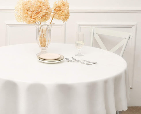 RUIBAO HOME Round Table Cloth Waterproof Oil Proof Wrinkle Resistant Washable Polyester Tablecloth for Dining Table Kitchen 90 inch Titanium White?90IN? Titanium White?