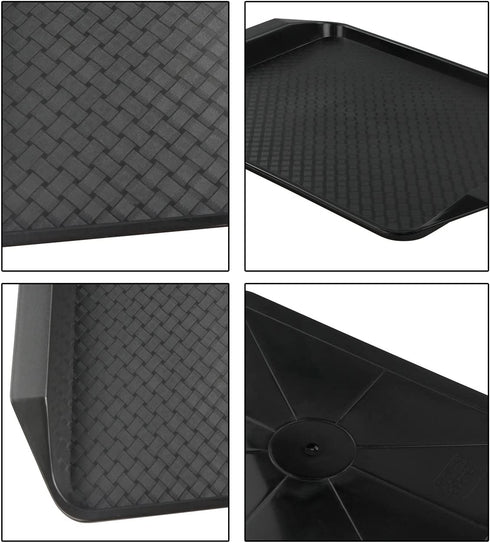 Vababa Black Plastic Fast Food Serving Trays, 4-Pack, 16.8-INCH x 12-INCH
