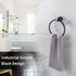 MsKorong SUS304 Stainless Steel Round Shape Black Towel Ring Hand Towel Holder Wall Mounted Rustproof Matte Black Bathroom Towel Holder for Toilet Kitchen Bathroom Hardware Accessories