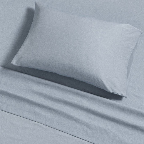 Madison Park Essentials Chambray Printed ultra soft 4 piece sheet set, Grey Stripe, Full