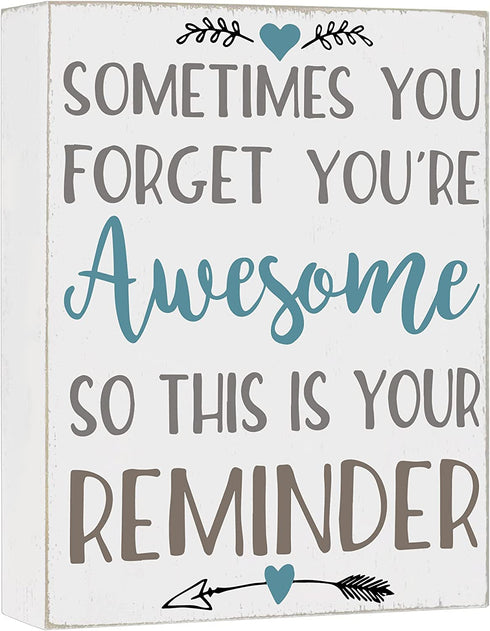 Cocomong Modern Farmhouse Decorations for Living Room, Sometimes You Forget You are Awesome, Inspirational Gifts, Housewarming Gifts for Women, Inspirational Wall Art Shelf Decor, House Decor Sign 6x8