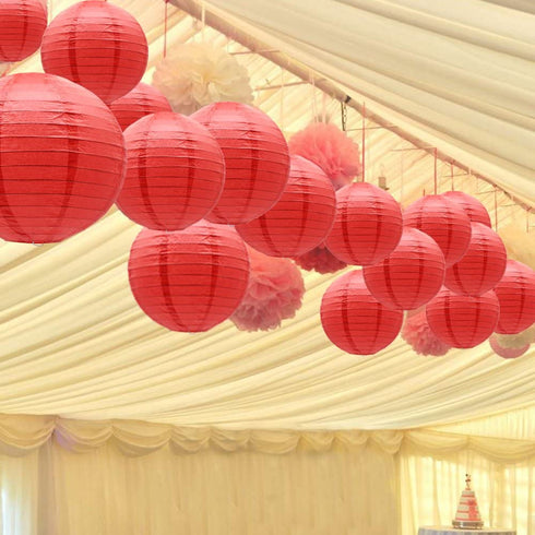 ADLKGG Round Hanging Paper Lanterns Decorations for Party Wedding Birthday Baby Showers Christmas Supplies, Red 12'',10'', 8'', 9 Pack