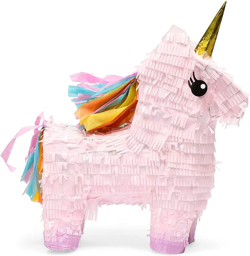 Blue Panda Small Unicorn Pinata for Birthday Party Supplies (13.4 x 15.5 x 4.6 Inches)
