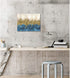 Abstract Print Canvas Wall Art: Blue Gold Artwork Picture Small Size for Bedroom (16? x 12'' x 1 Panel)