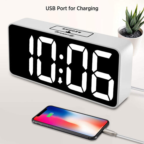 DreamSky Large Digital Alarm Clock for Visually Impaired - 8.9 Inches Big Electric Clock for Bedroom, Jumbo Number Display, Fully Dimmable Brightness Dimmer, USB Ports, 12/24H, Adjustable Alarm Volume