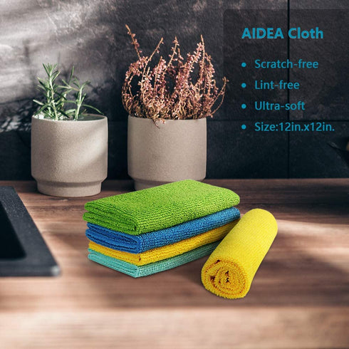 AIDEA Microfiber Cleaning Cloths-50PK, All-Purpose Softer Highly Absorbent, Lint Free - Streak Free Wash Cloth for House, Kitchen, Car, Window, Gifts(12in.x 12in.)