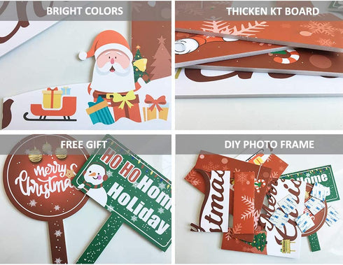 Christmas Photo Booth Props Kit, 32PCS Photo Props with Large Photo Booth Frame (20x28?), DIY Christmas Picture Props Selfie Accessories, Perfect for Xmas Holiday Party Decoration