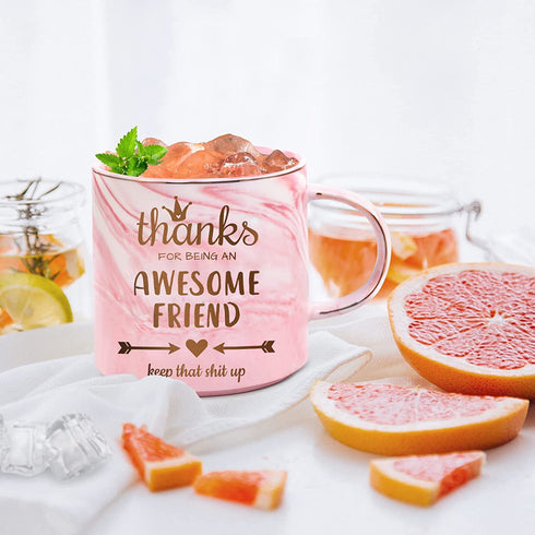Friend Gifts for Women Sisters Her,12 OZ Funny Coffee Mug-Thanks FOR BEING AN AWESOME FRIEND,Christmas Stocking Stuffers for Friend Women,Birthday Valentines Day Gifts for Friends Teenage Girls