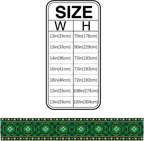 St. Patrick's Day Clover Linen Table Runner Dresser Scarves, Irish Lucky Shamrock Rectangle Tablecloths for Farmhouse Kitchen Dining Wedding Picnic Party 16x72in, Green Buffalo Plaid Checkered