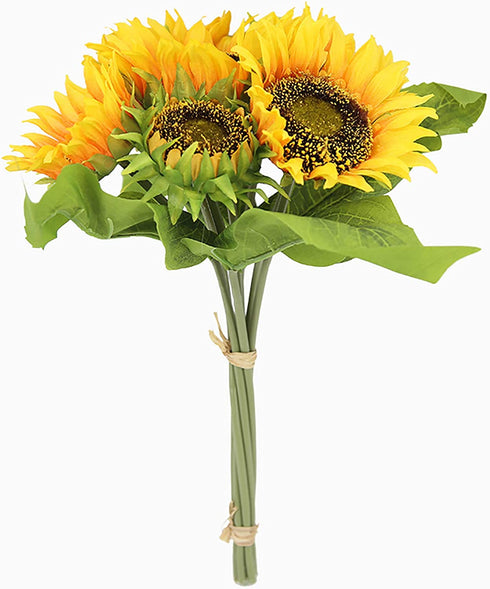 XD MEXL Artificial Sunflowers Arrangement Bouquet, Large Fake Summer Silk Sunflower Artificial, 7 Flowers Per Bunch for Home and Wedding Decoration