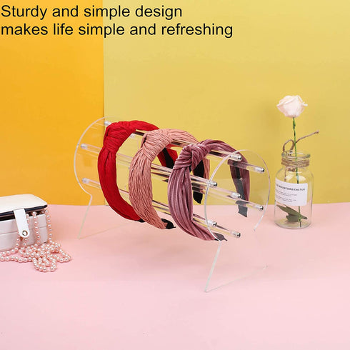 AOFLLU Acrylic Headband Holder, Clear Hairband Organizer, Headband Display Stand, Storage Rack for Jewelry Hair Clasp Bangles, Teen Girl Women Gifts