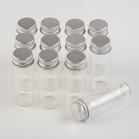 24units 14ml Mini Jars Crafts Glass Bottles with Aluminium Cap Liquid Pill Powder Ornament Bottles Empty Glass Vials Jars (24, 14ml)
