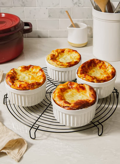 LE TAUCI 8 Oz Ramekins, Creme Brulee Dishes, Porcelain Ramekin Set for Souffle, Dipping Sauces, Pudding, Set of 6, White