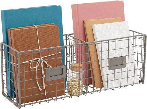 Wire Basket Hanging Mail Organizer, Farmhouse Wall Decor (17.2 x 6.5 x 5.2 in)