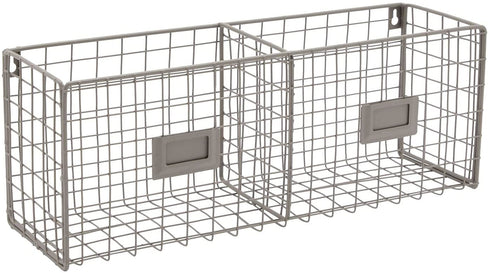 Wire Basket Hanging Mail Organizer, Farmhouse Wall Decor (17.2 x 6.5 x 5.2 in)