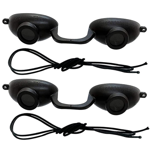 2 pack EVO FLEX Sunnies Flexible Tanning Bed Goggles UV Eye Protection Glasses (Black), FDA Compliant