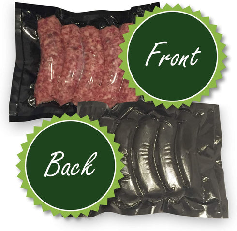 8" X 12" Zipper Quart Bags - Black Back Clear Front - 50 count