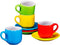 Espresso Cups with Saucers by Bruntmor - 4 ounce - Multi-Color, Chip Resistant, Stackable Set of 4, Perfect for Home and Office