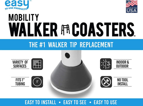 Walker Coasters, Medical Accessories, Storm Gray, 2 Count