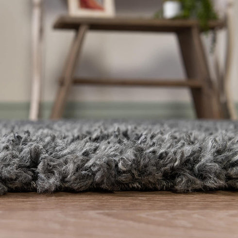 Unique Loom Davos Collection Modern Luxuriously Soft & Cozy Shag Area Rug, 2 ft 2 in x 3 ft, Peppercorn