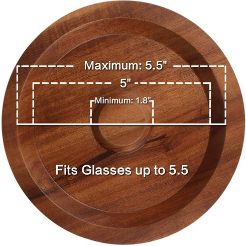 TMKEFFC Margarita Salt Rimmer Bar Cocktails Sugar Rimming, Acacia Wood Glass Rimmer for Wide Glasses up to 5.5 Inches