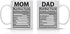 Mom & Dad Nutritional Facts 11oz White Ceramic Funny Couple Coffee Mugs Set For Husband and Wife Him And Her Gifts Mr & Mrs Gift Anniversary Mom and Dad Present Tea Cup - By AW Fashions