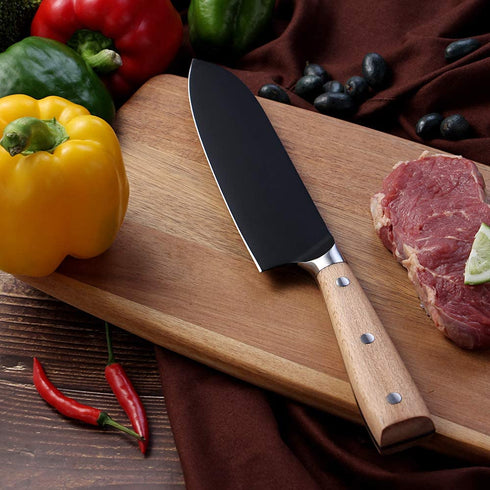 Sunmei 8 Inch Chef's Knife, High Carbon 5Cr15MoV Stainless Steel Kitchen Knives with Wooden Handle, Ultra Sharp, Best Choice for Home Kitchen and Restaurant (Black)